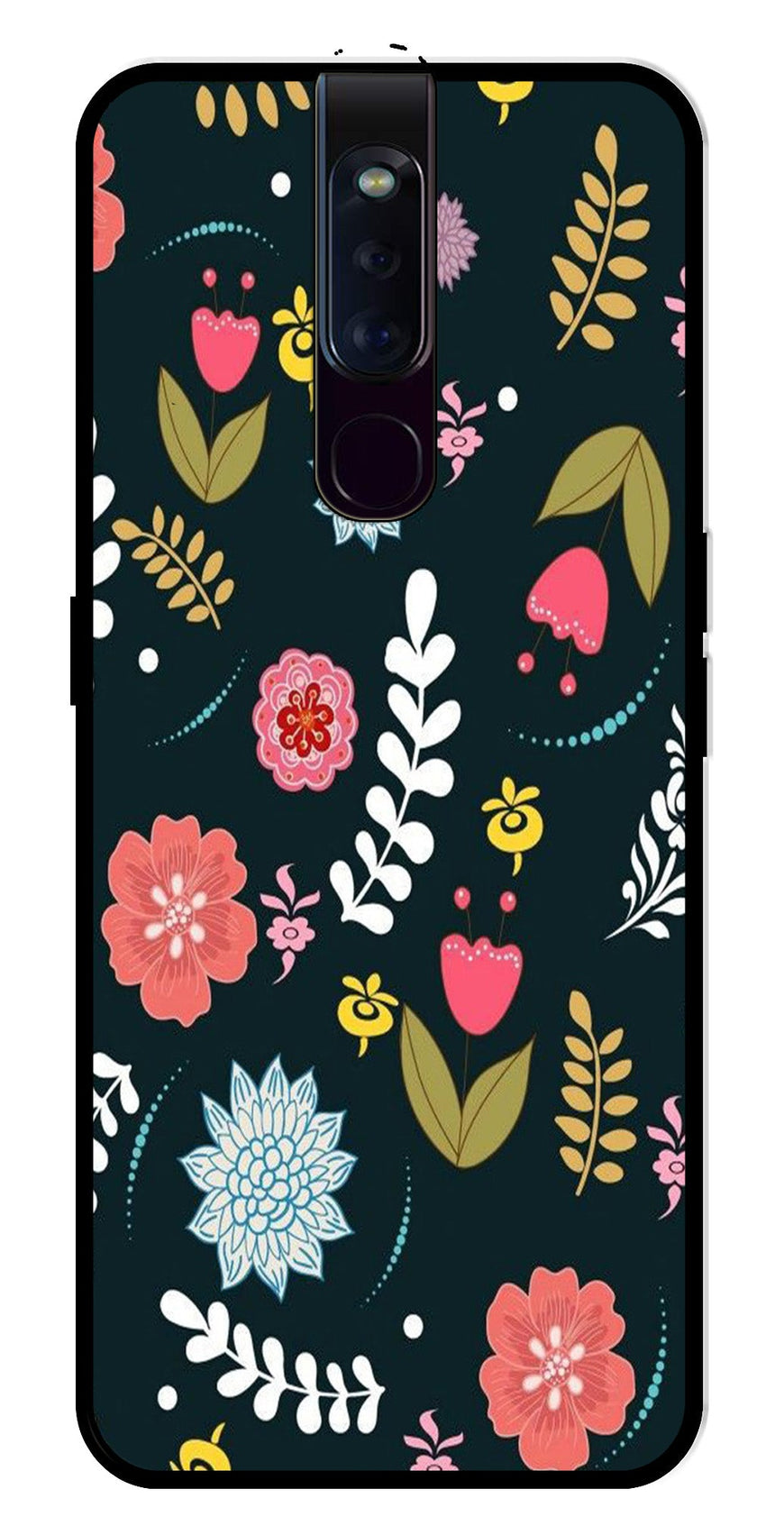 Floral Pattern2 Metal Mobile Case for Oppo F11 Pro   (Design No -12)