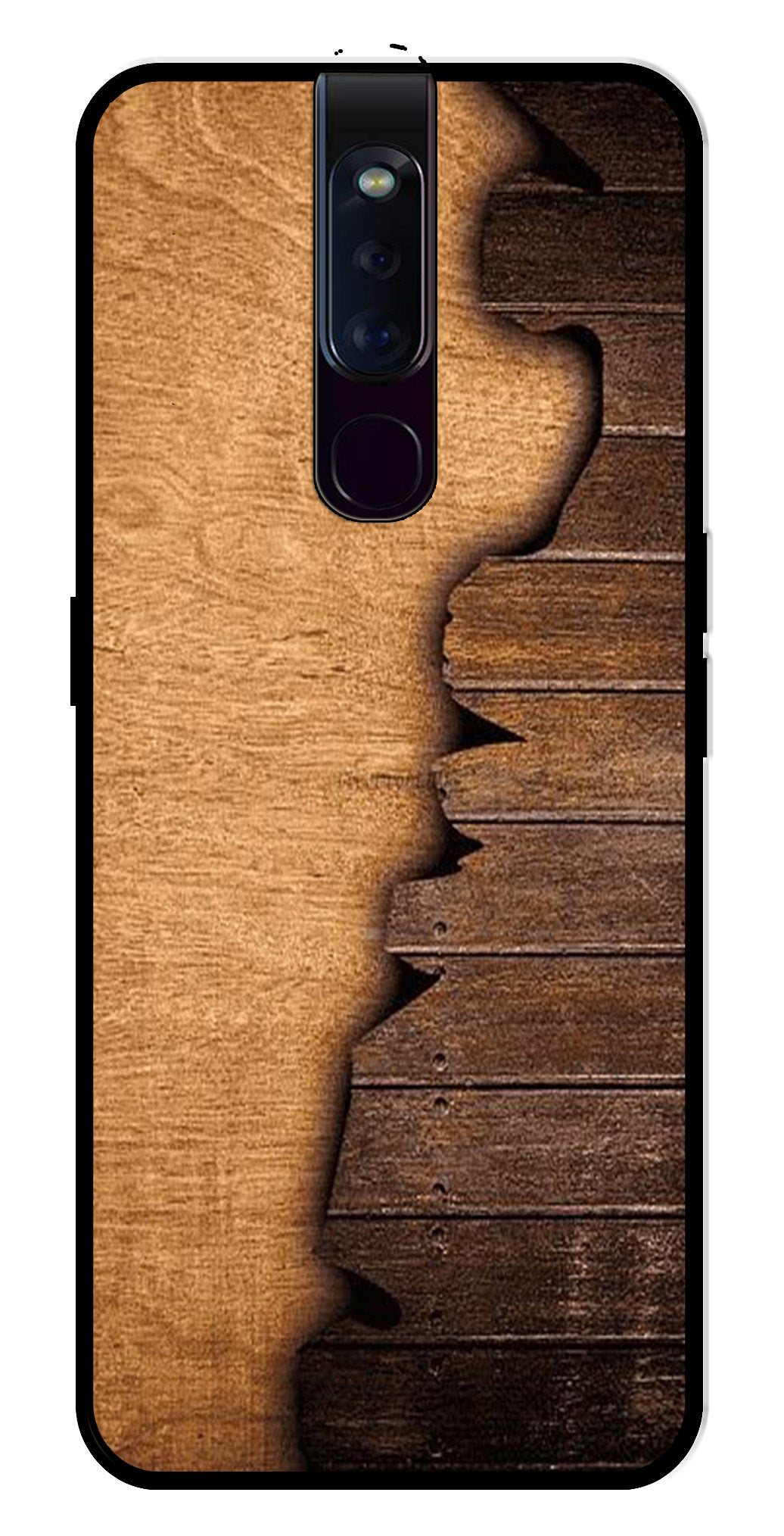 Wooden Design Metal Mobile Case for Oppo F11 Pro   (Design No -13)