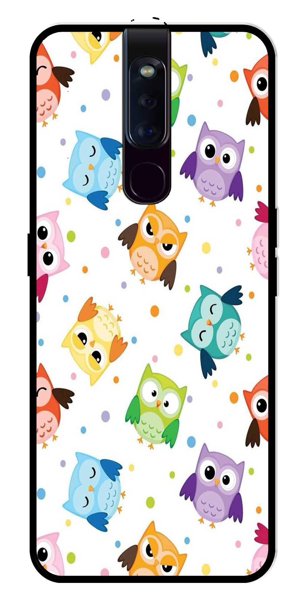 Owls Pattern Metal Mobile Case for Oppo F11 Pro   (Design No -20)