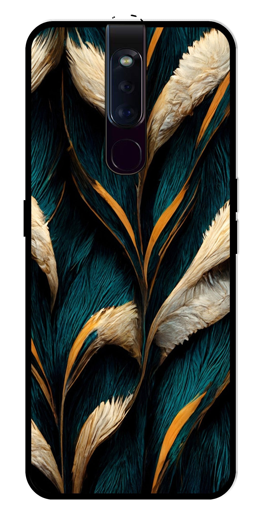 Feathers Metal Mobile Case for Oppo F11 Pro   (Design No -30)