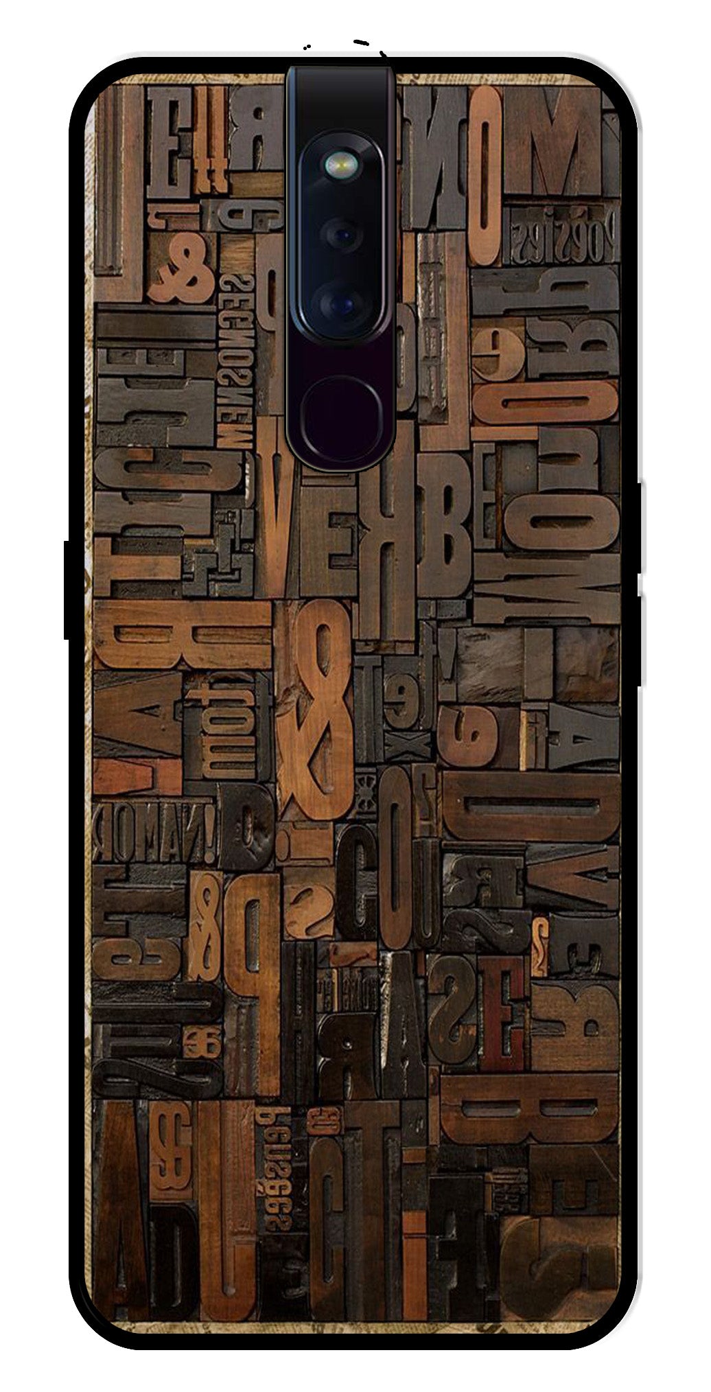 Alphabets Metal Mobile Case for Oppo F11 Pro   (Design No -32)
