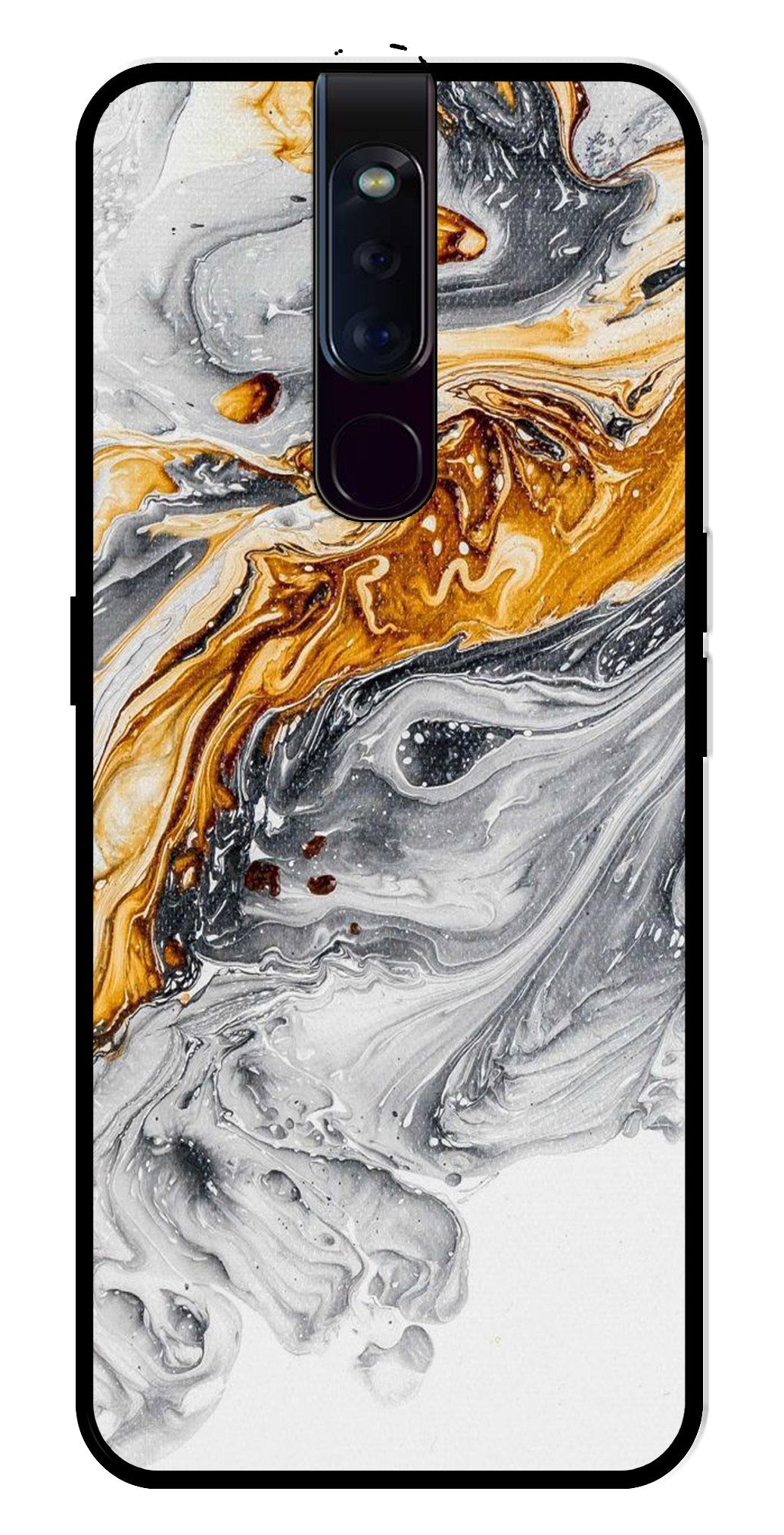 Marble Pattern Metal Mobile Case for Oppo F11 Pro   (Design No -36)