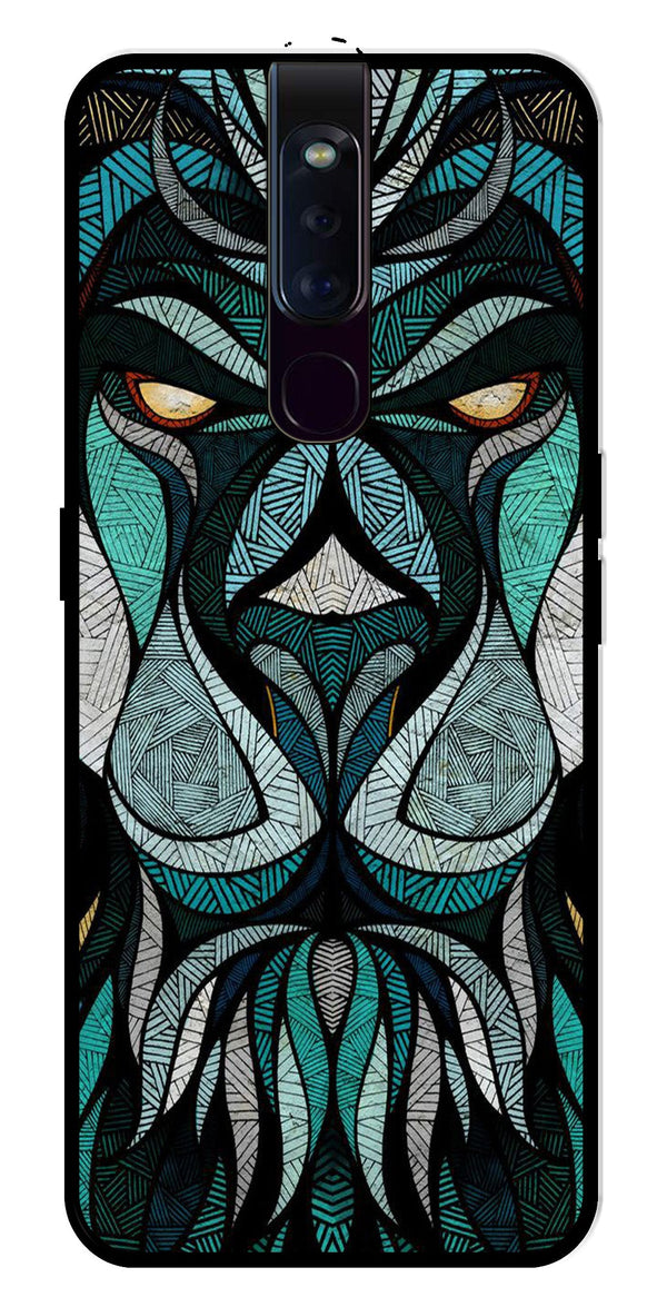 Lion Pattern Metal Mobile Case for Oppo F11 Pro   (Design No -40)
