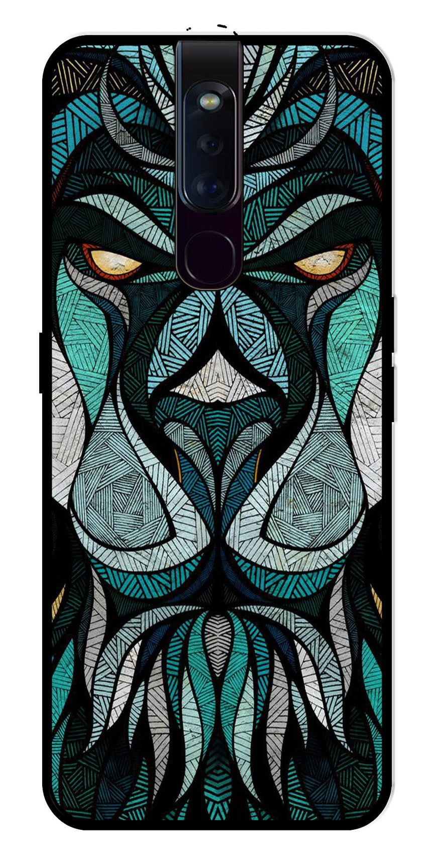 Lion Pattern Metal Mobile Case for Oppo F11 Pro   (Design No -40)