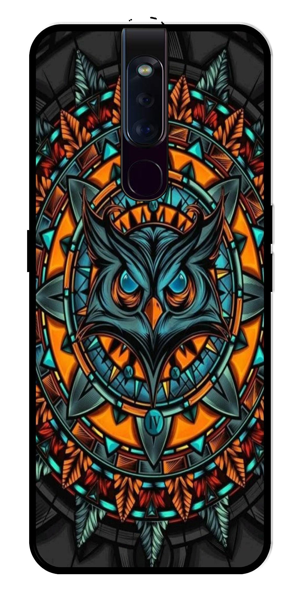 Owl Pattern Metal Mobile Case for Oppo F11 Pro   (Design No -42)