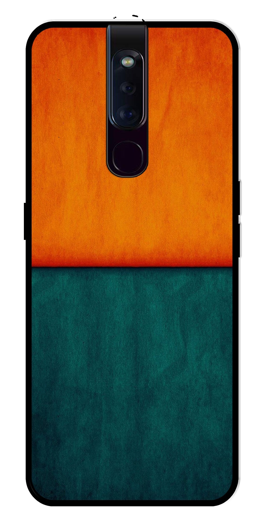 Orange Green Pattern Metal Mobile Case for Oppo F11 Pro   (Design No -45)