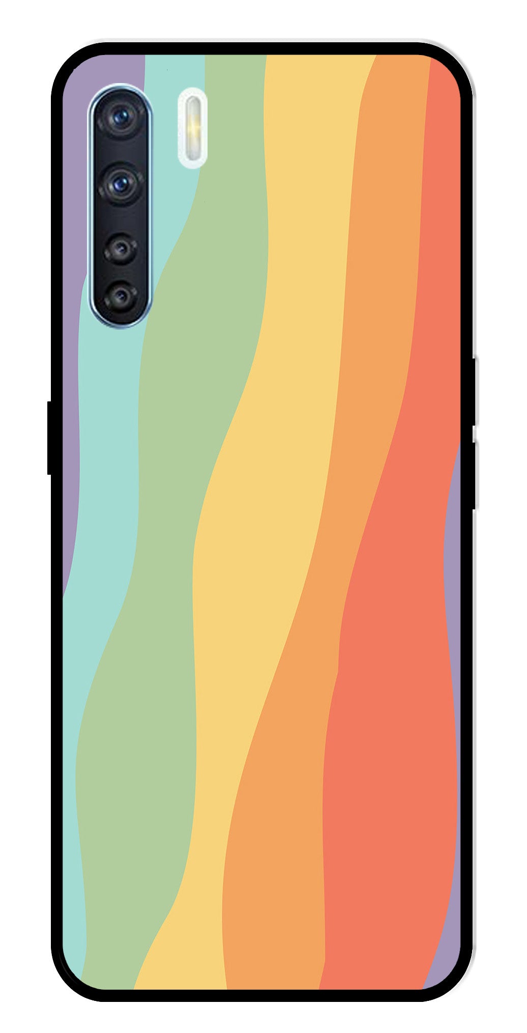 Muted Rainbow Metal Mobile Case for Oppo F15   (Design No -02)