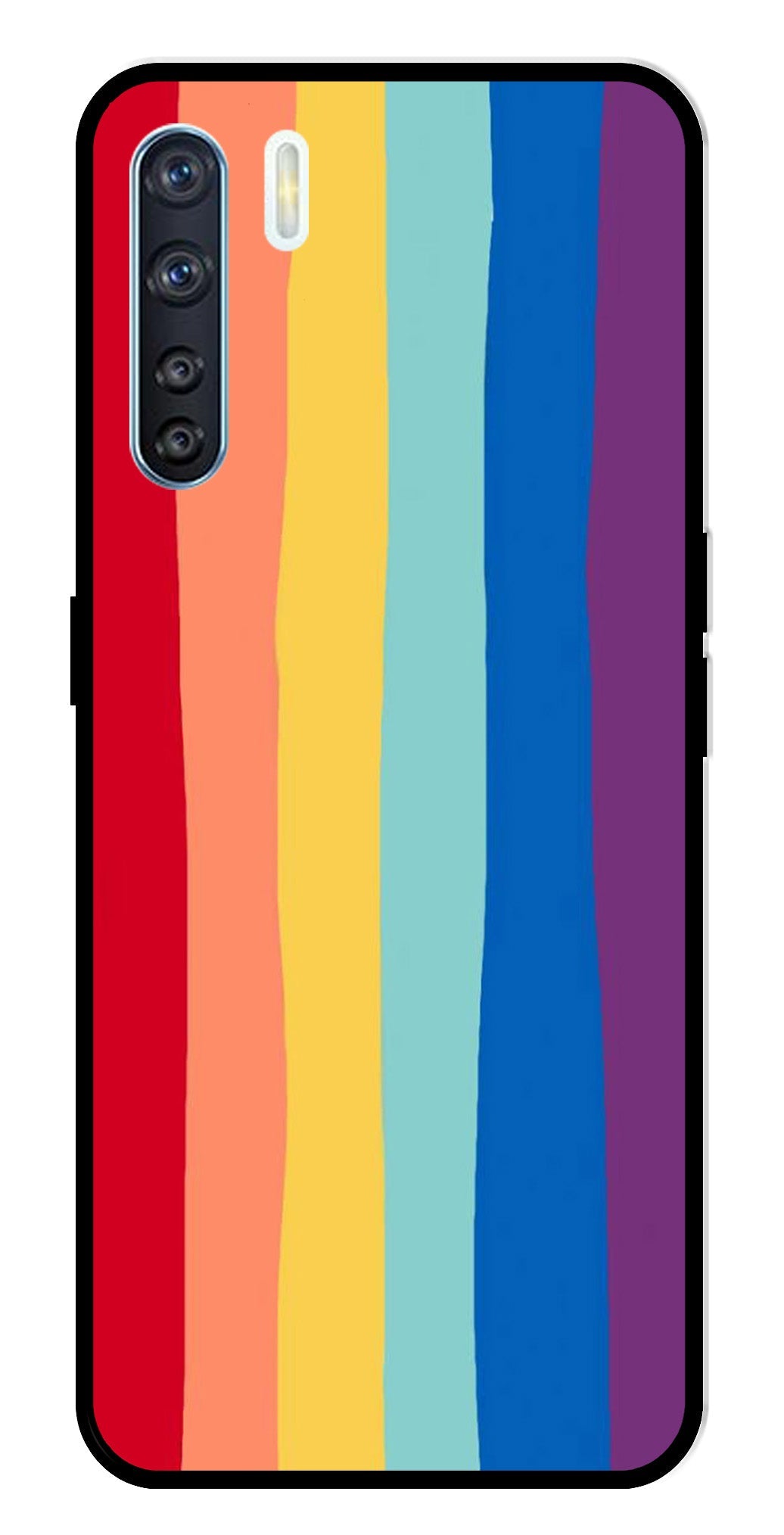 Rainbow MultiColor Metal Mobile Case for Oppo F15   (Design No -03)