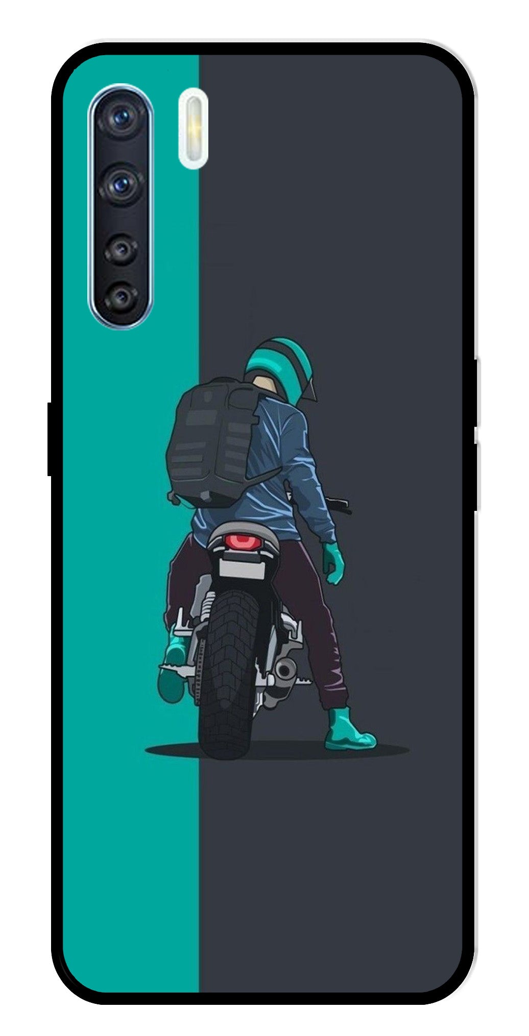 Bike Lover Metal Mobile Case for Oppo F15   (Design No -05)