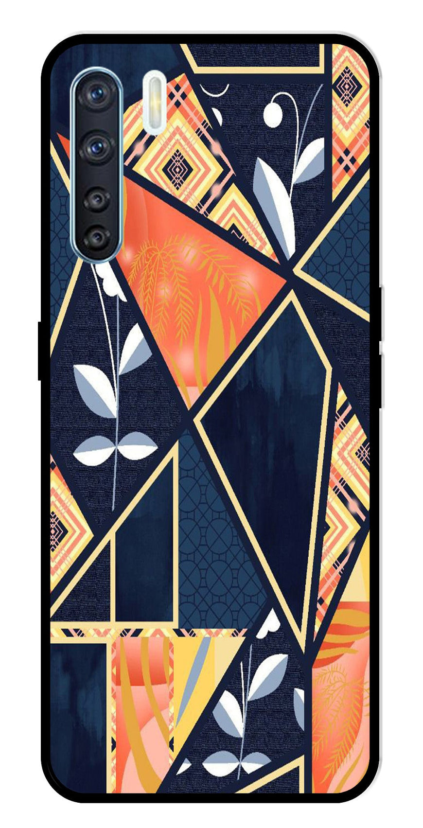 Marble Design Metal Mobile Case for Oppo F15   (Design No -07)