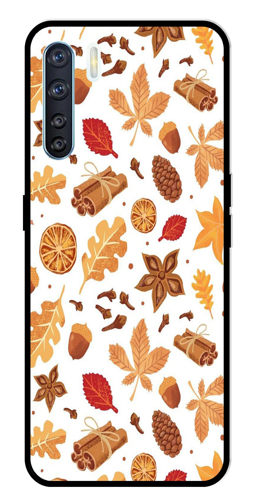Autumn Leaf Metal Mobile Case for Oppo F15   (Design No -19)