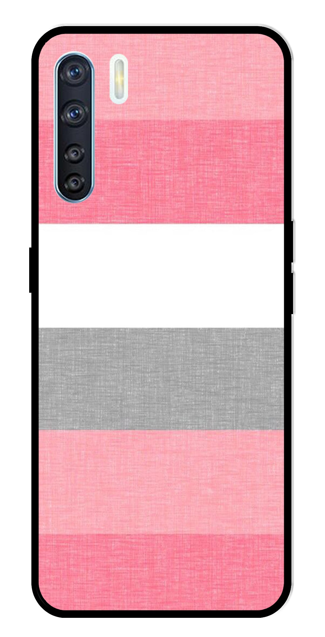 Pink Pattern Metal Mobile Case for Oppo F15   (Design No -23)