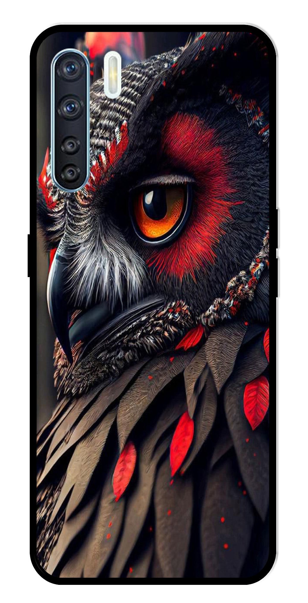 Owl Design Metal Mobile Case for Oppo F15   (Design No -26)