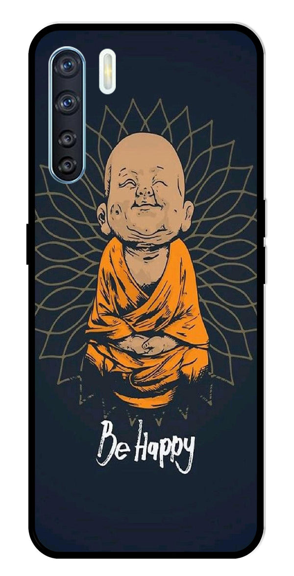 Be Happy Metal Mobile Case for Oppo F15   (Design No -27)