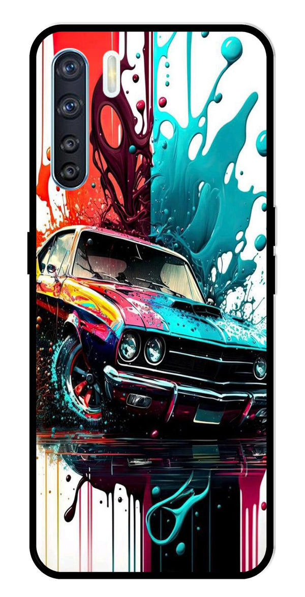 Vintage Car Metal Mobile Case for Oppo F15   (Design No -29)