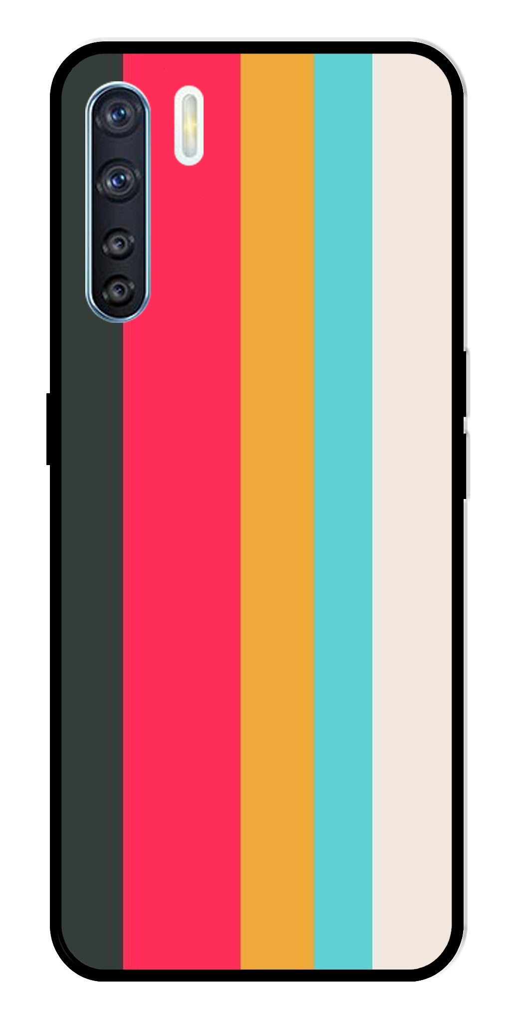 Muted Rainbow Metal Mobile Case for Oppo F15   (Design No -31)