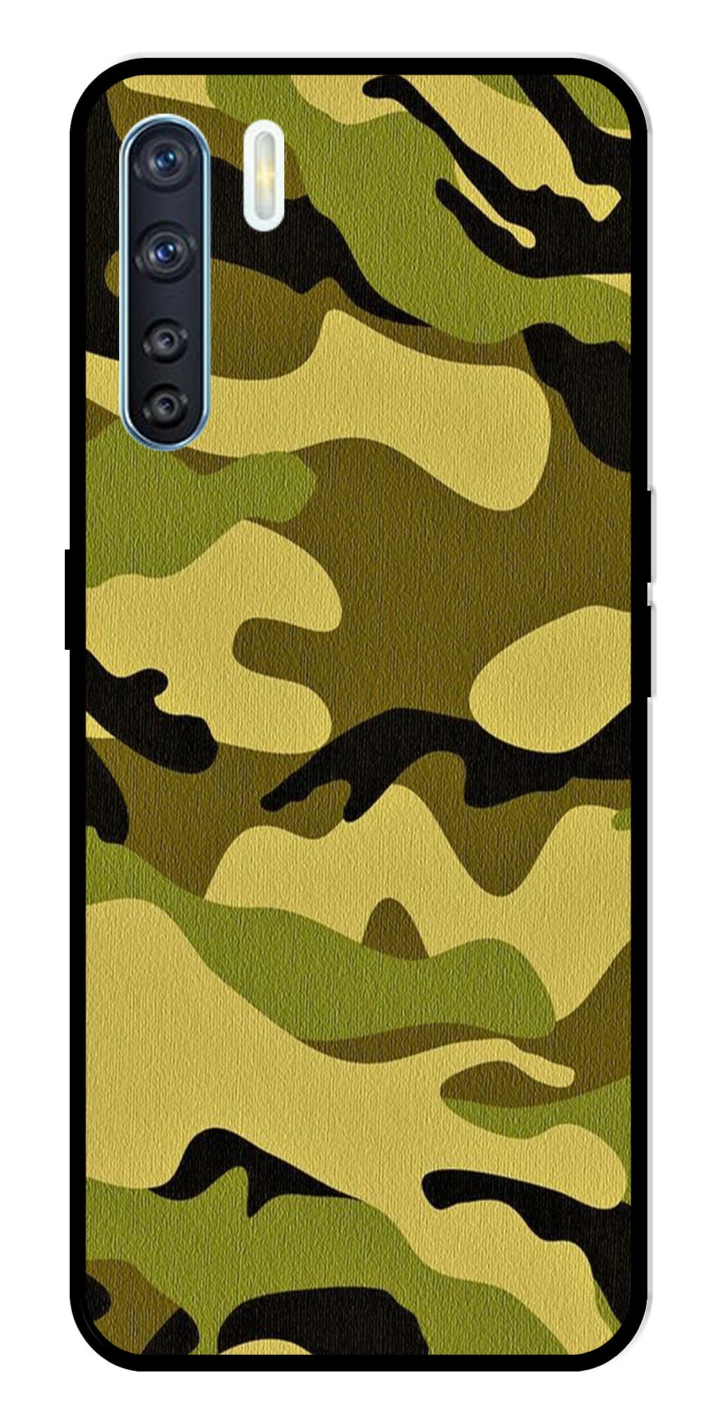 Army Pattern Metal Mobile Case for Oppo F15   (Design No -35)