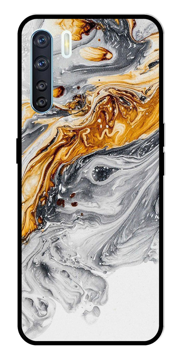 Marble Pattern Metal Mobile Case for Oppo F15   (Design No -36)