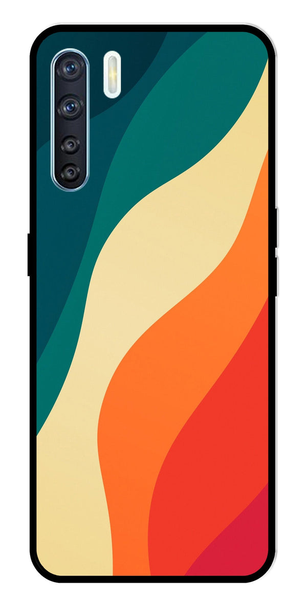 Muted Rainbow Metal Mobile Case for Oppo F15   (Design No -39)
