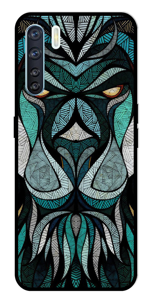 Lion Pattern Metal Mobile Case for Oppo F15   (Design No -40)
