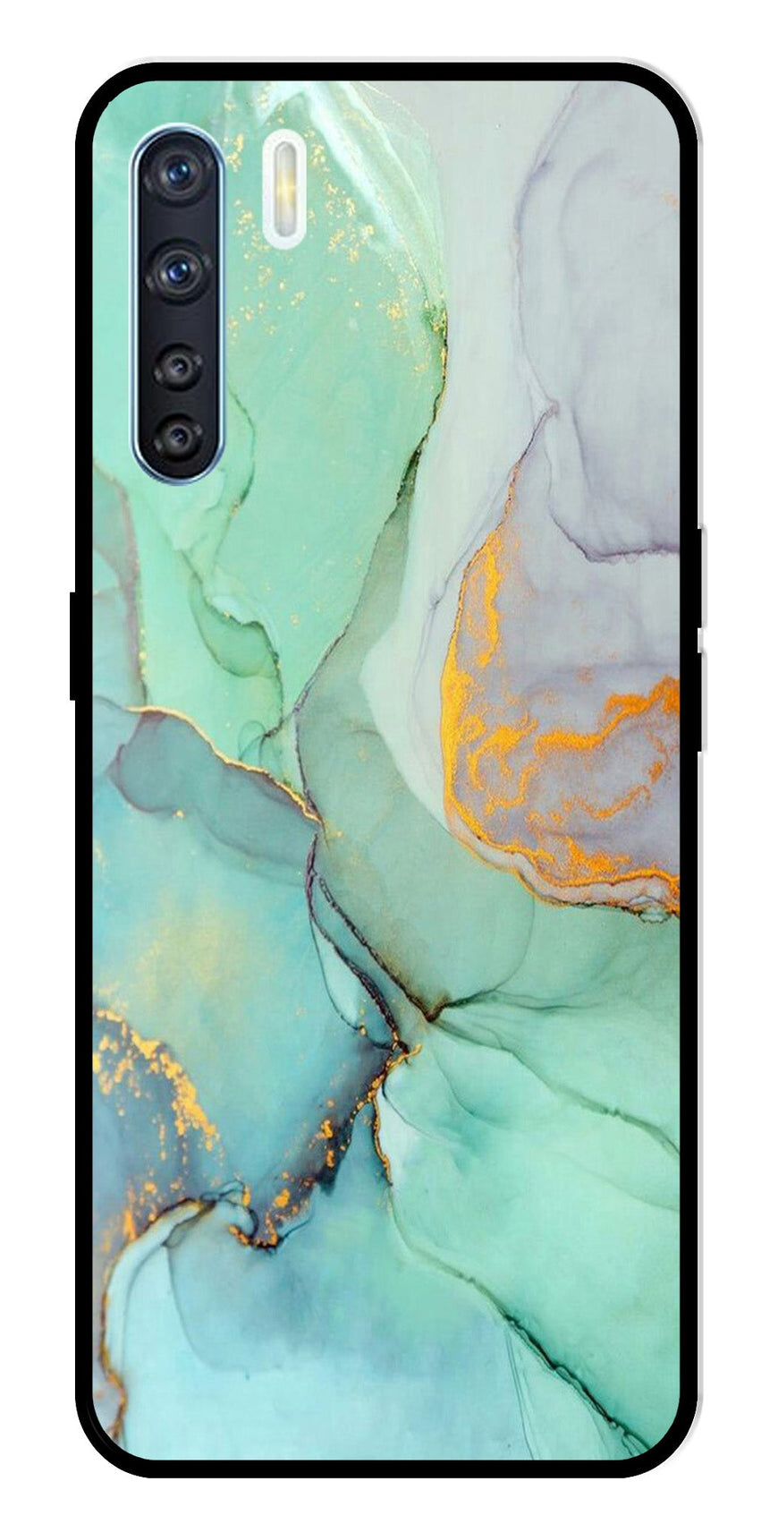 Marble Design Metal Mobile Case for Oppo F15   (Design No -46)