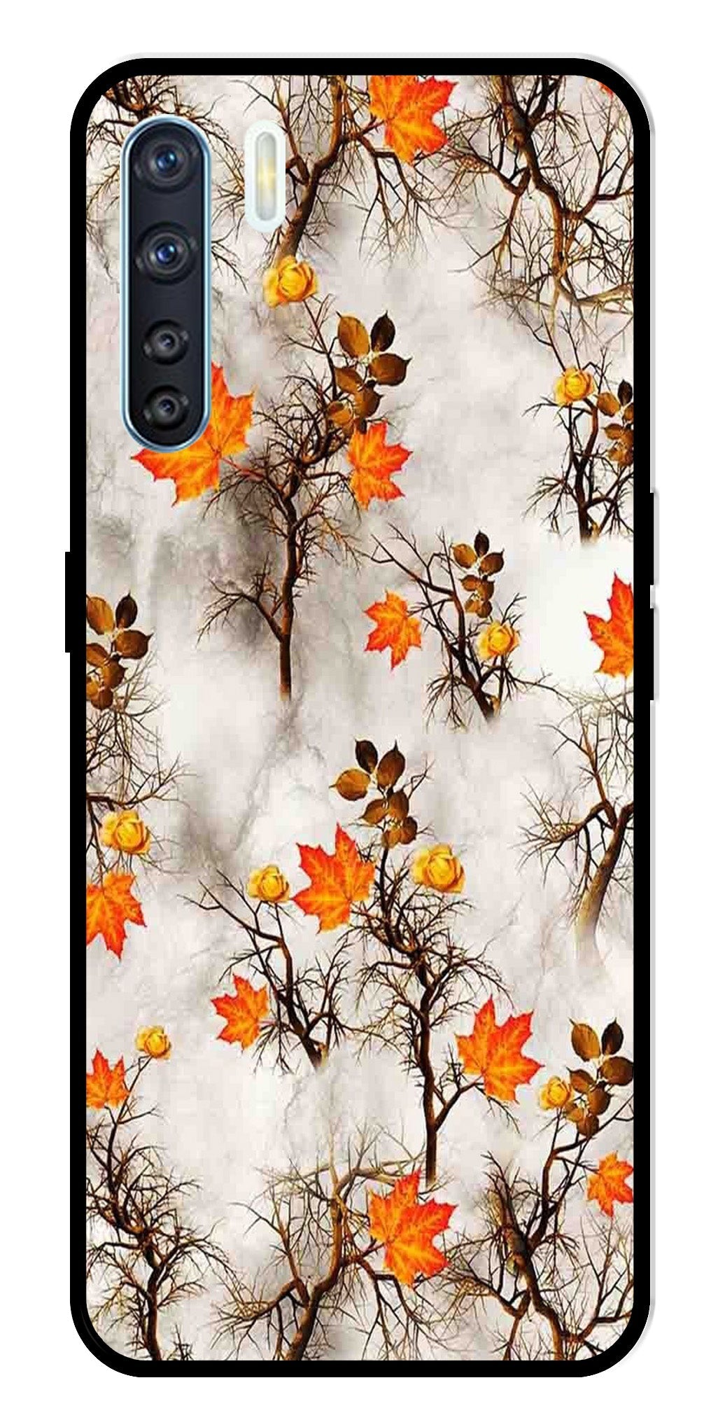 Autumn leaves Metal Mobile Case for Oppo F15   (Design No -55)
