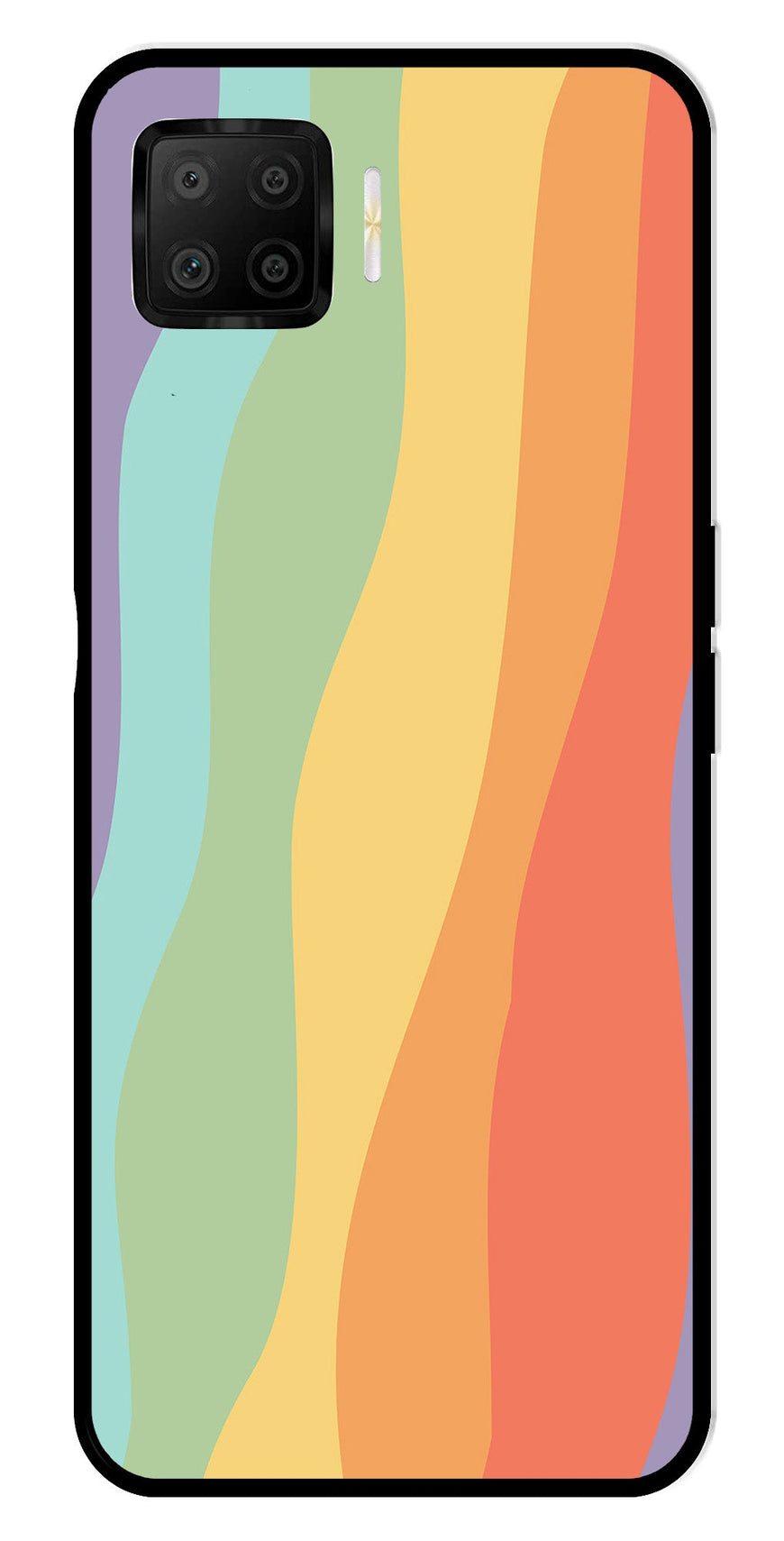 Muted Rainbow Metal Mobile Case for Oppo F17   (Design No -02)