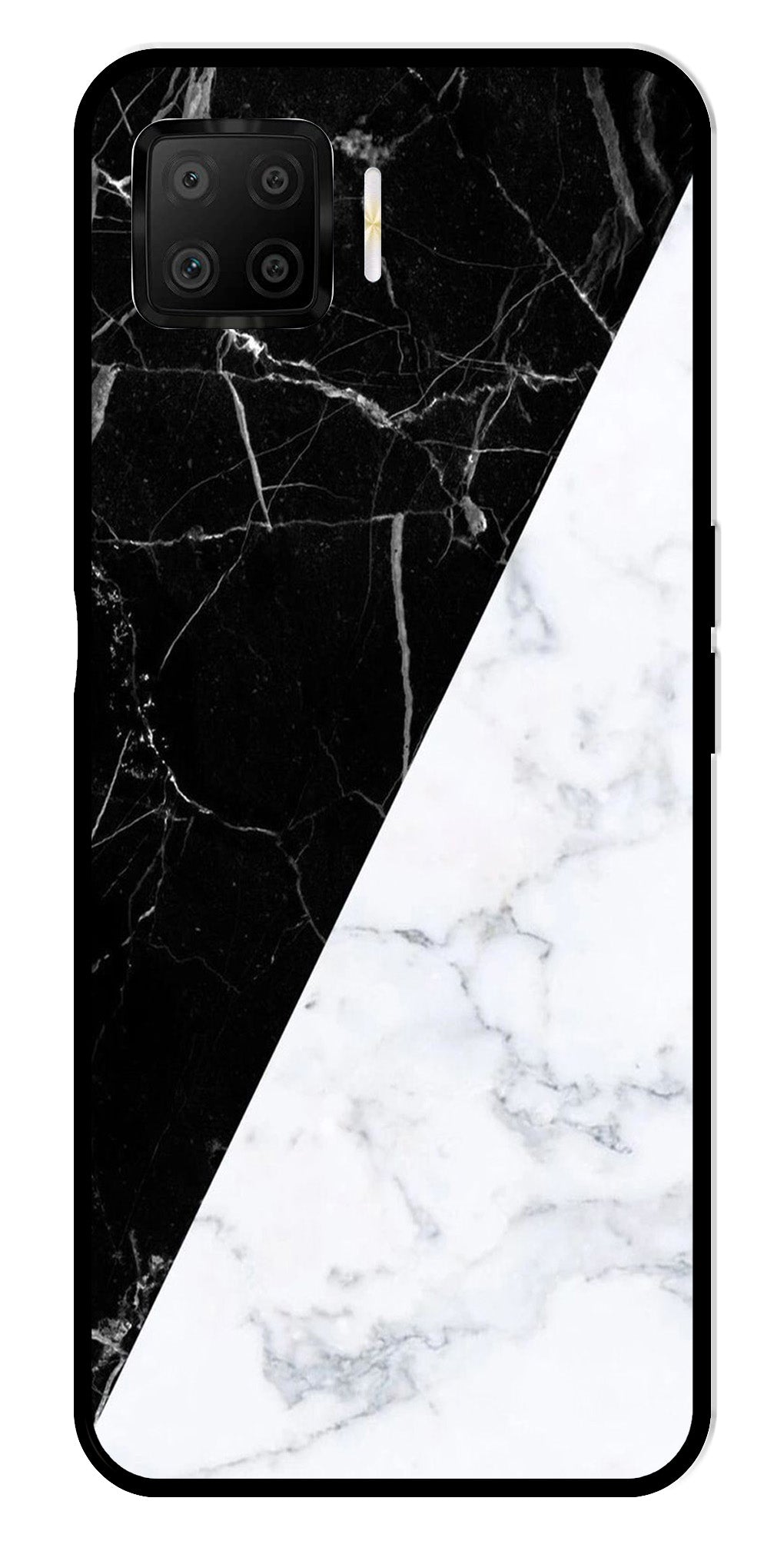 Black White Marble Design Metal Mobile Case for Oppo A73   (Design No -09)
