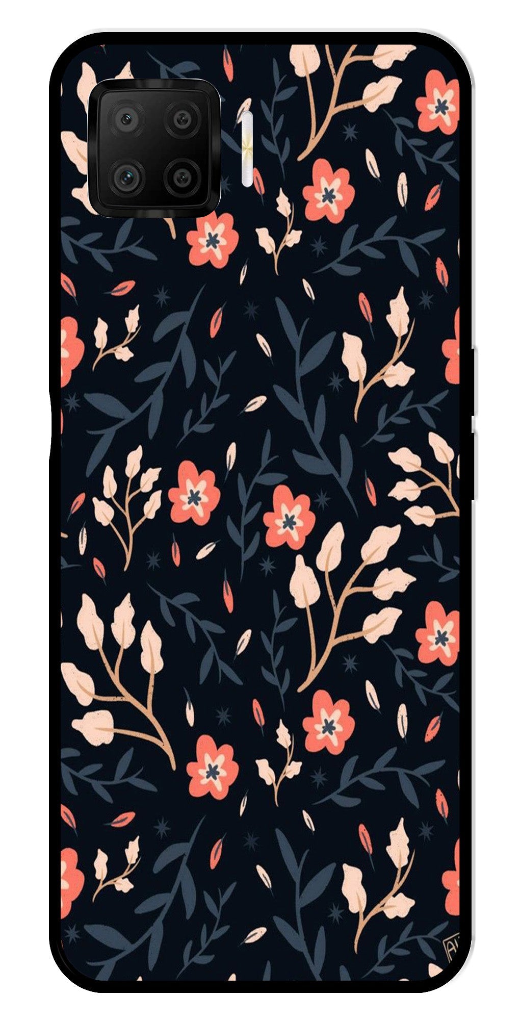 Floral Pattern Metal Mobile Case for Oppo A73   (Design No -10)