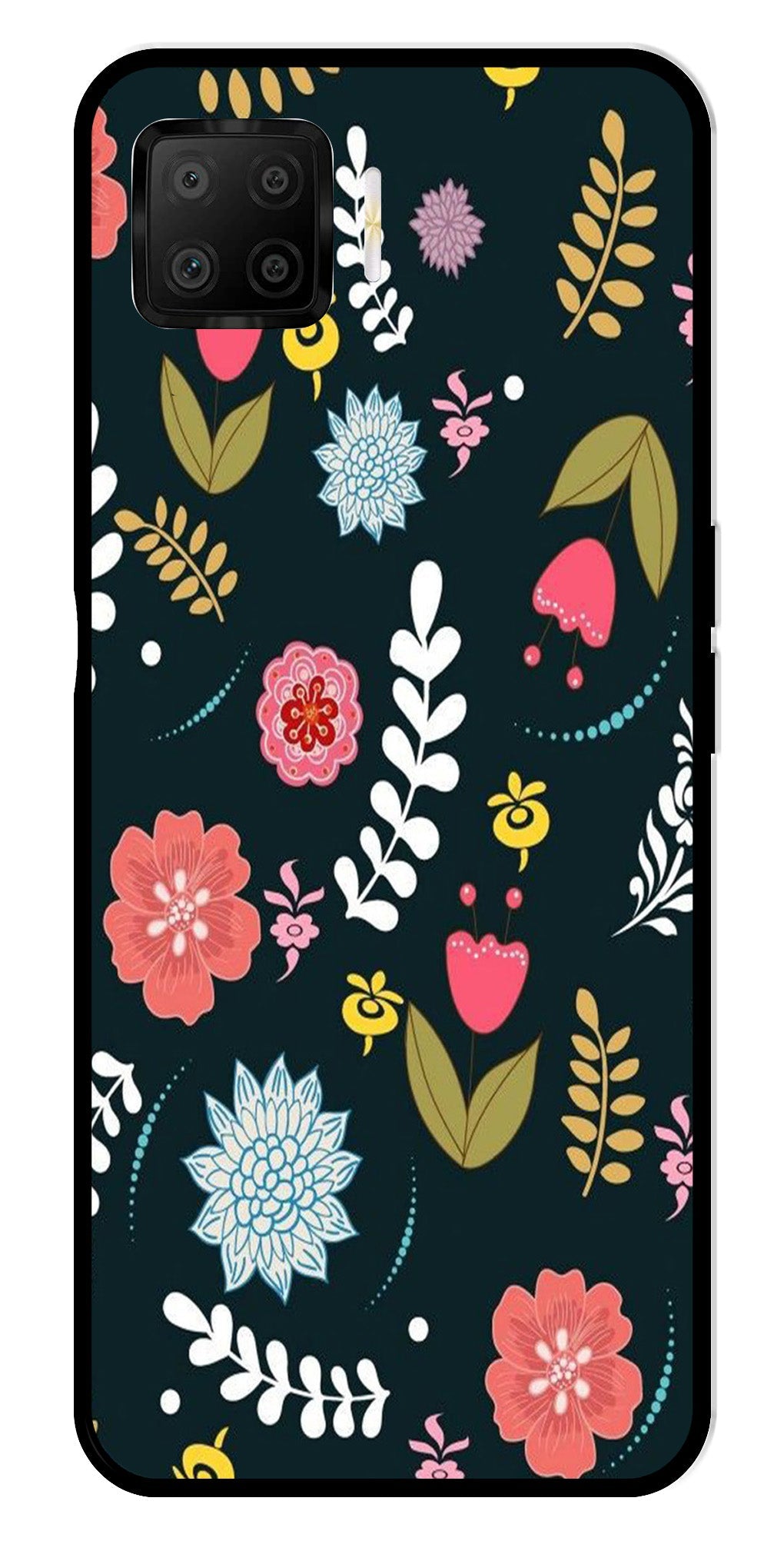 Floral Pattern2 Metal Mobile Case for Oppo A73   (Design No -12)