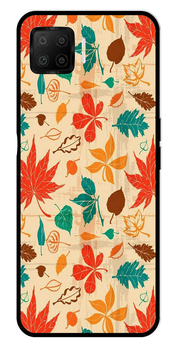 Leafs Design Metal Mobile Case for Oppo F17   (Design No -14)