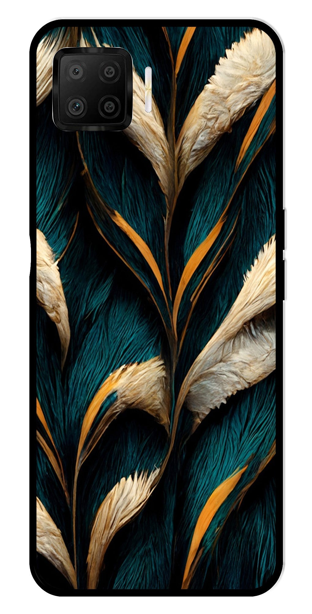 Feathers Metal Mobile Case for Oppo A73   (Design No -30)