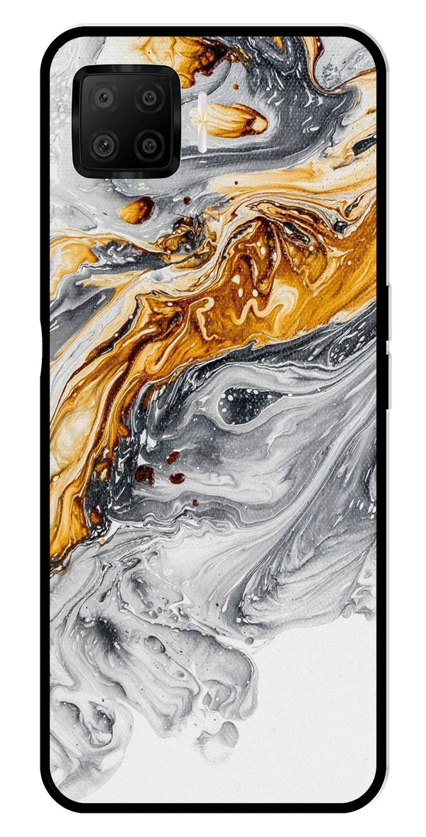 Marble Pattern Metal Mobile Case for Oppo F17   (Design No -36)