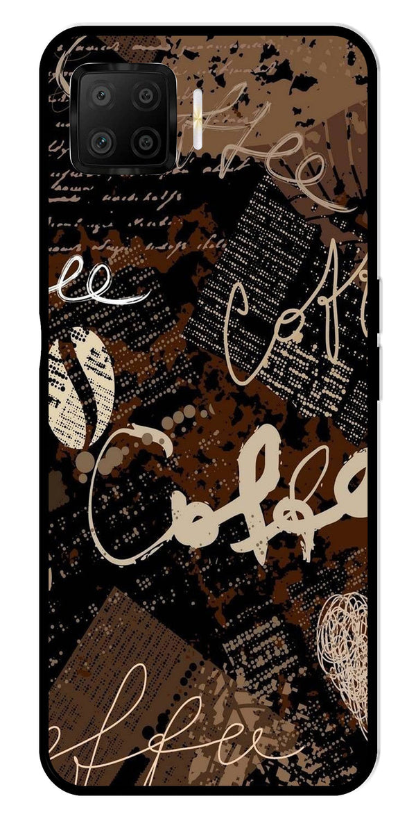 Coffee Pattern Metal Mobile Case for Oppo A73   (Design No -37)