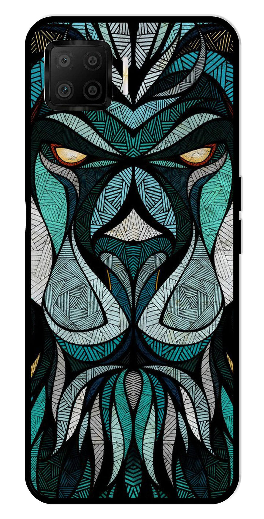 Lion Pattern Metal Mobile Case for Oppo A73   (Design No -40)