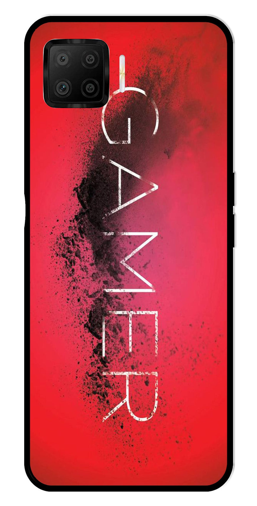 Gamer Pattern Metal Mobile Case for Oppo F17   (Design No -41)