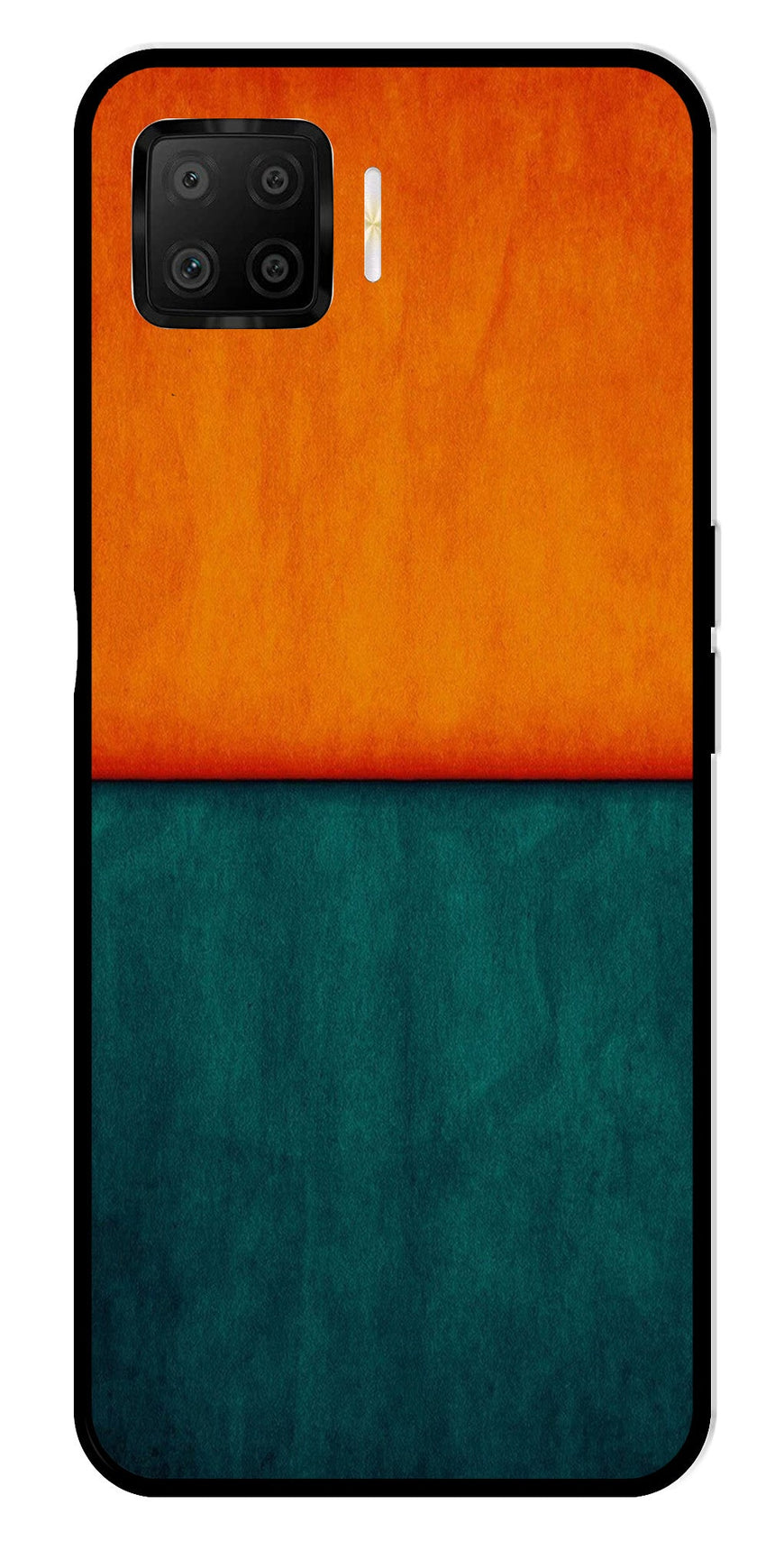 Orange Green Pattern Metal Mobile Case for Oppo F17   (Design No -45)