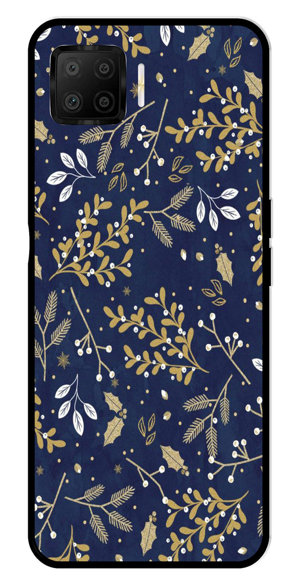 Floral Pattern  Metal Mobile Case for Oppo F17   (Design No -52)