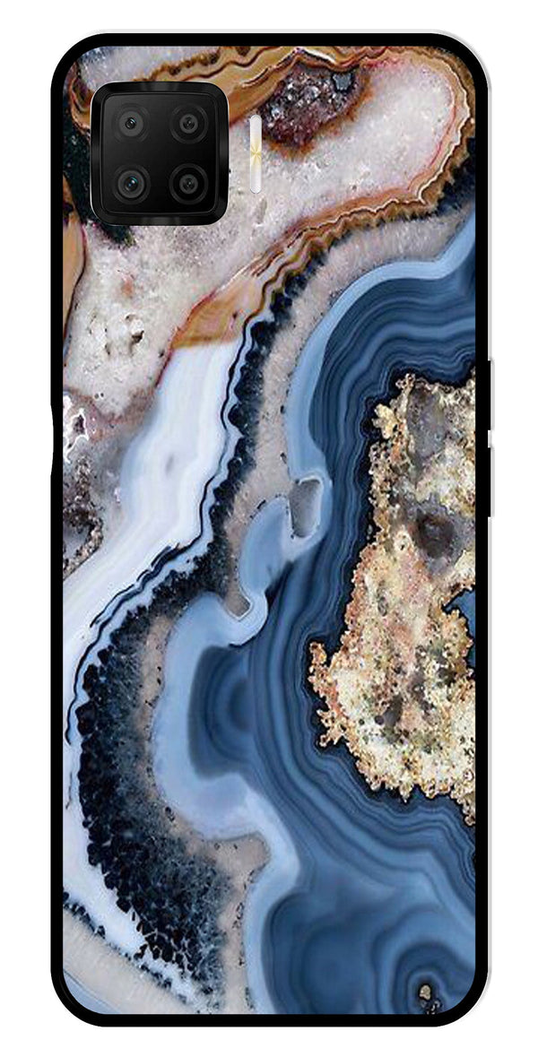 Marble Design Metal Mobile Case for Oppo F17   (Design No -53)