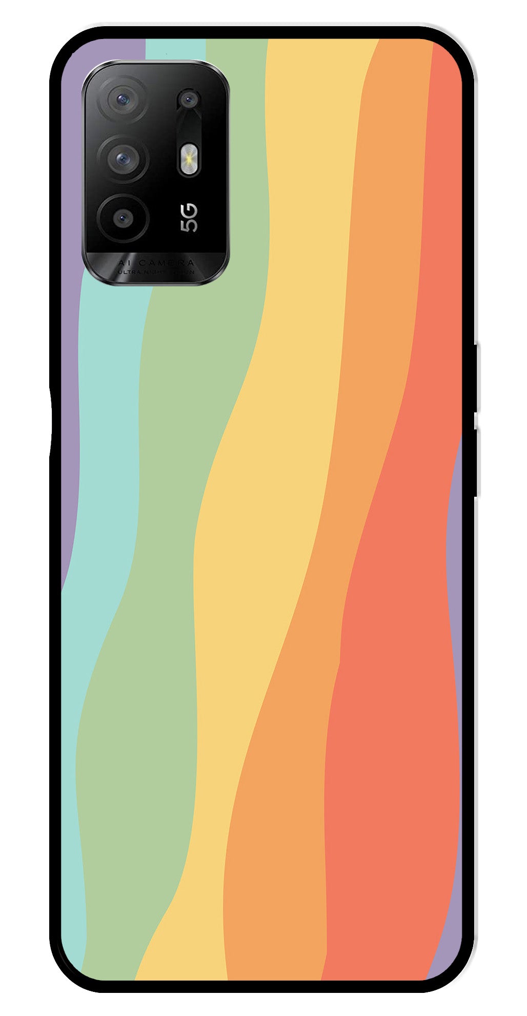 Muted Rainbow Metal Mobile Case for Oppo A95   (Design No -02)