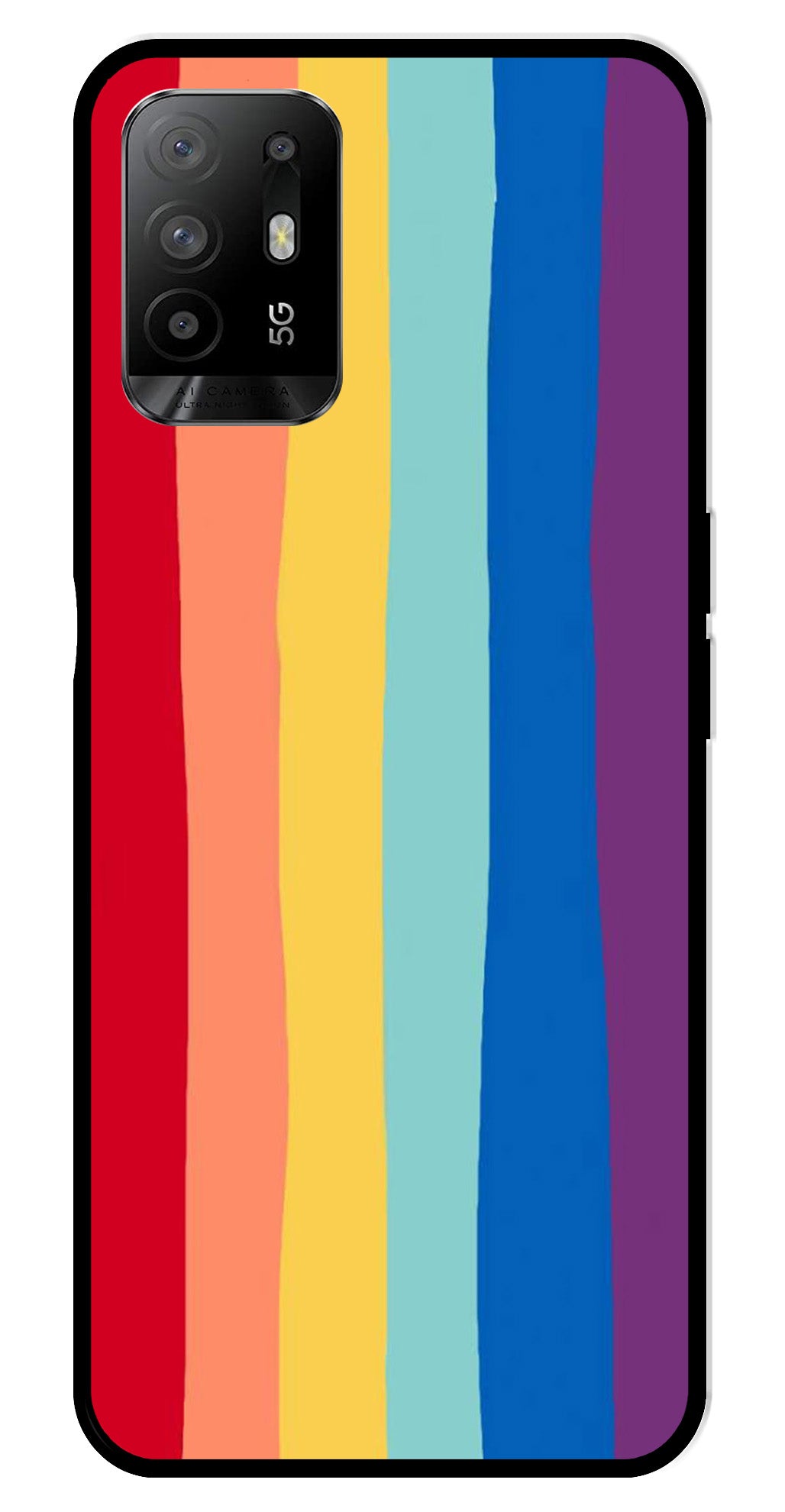 Rainbow MultiColor Metal Mobile Case for Oppo A95   (Design No -03)