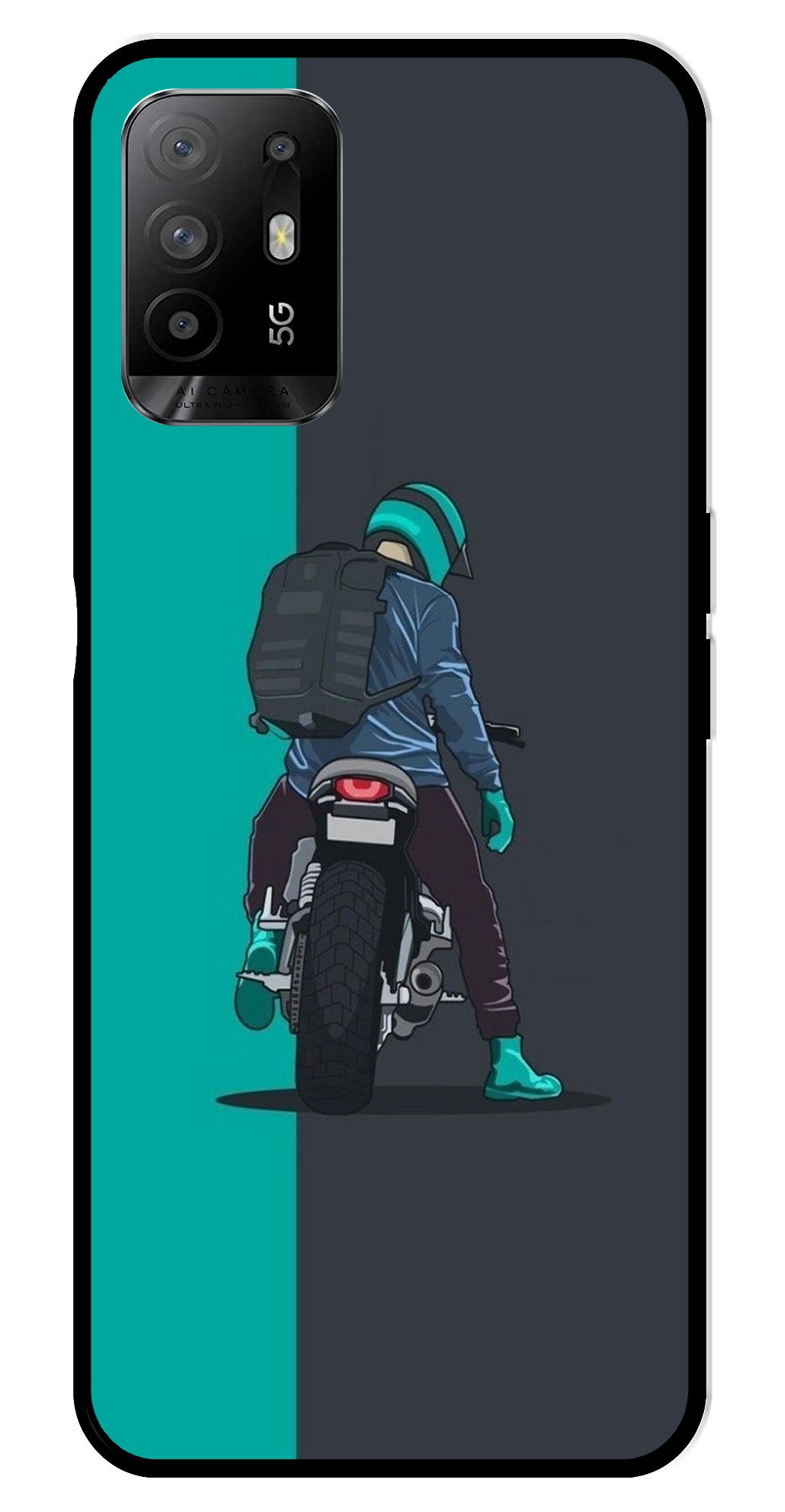 Bike Lover Metal Mobile Case for Oppo A95   (Design No -05)
