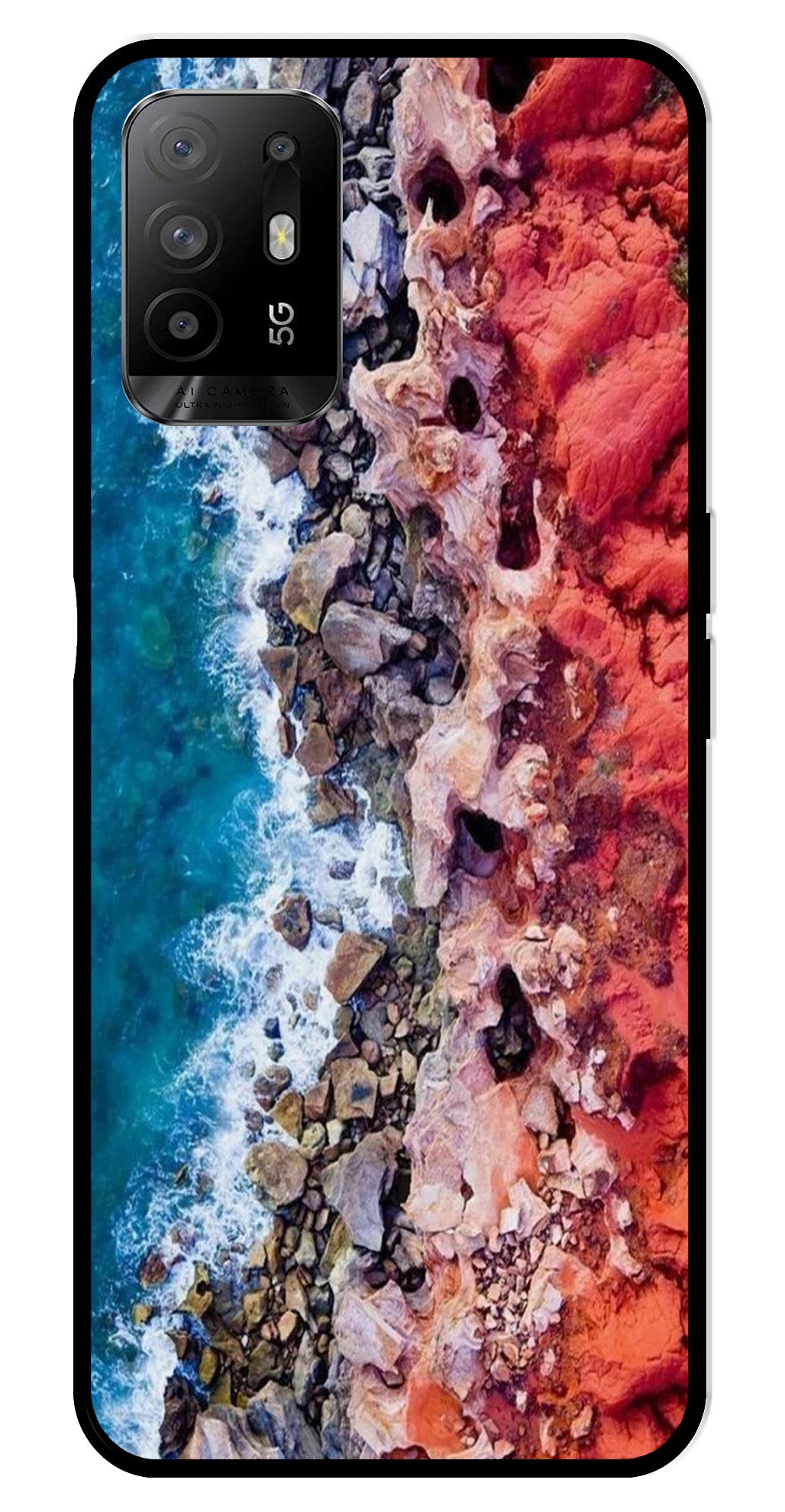 Sea Shore Metal Mobile Case for Oppo A95   (Design No -18)