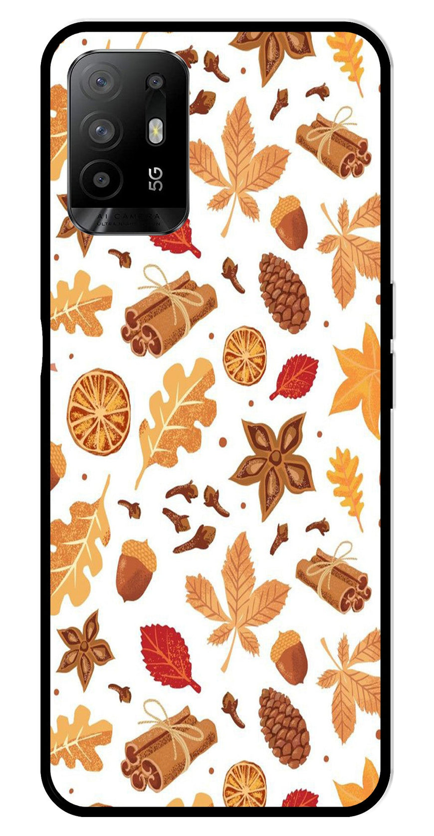 Autumn Leaf Metal Mobile Case for Oppo A95   (Design No -19)
