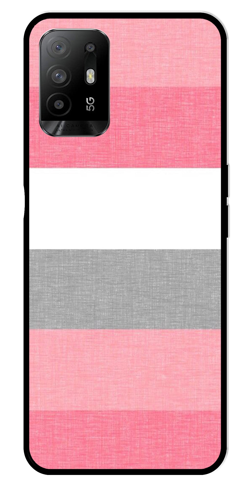 Pink Pattern Metal Mobile Case for Oppo A95   (Design No -23)