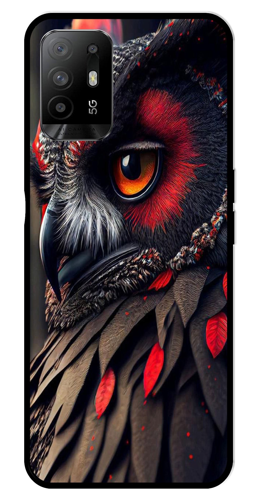 Owl Design Metal Mobile Case for Oppo A95   (Design No -26)