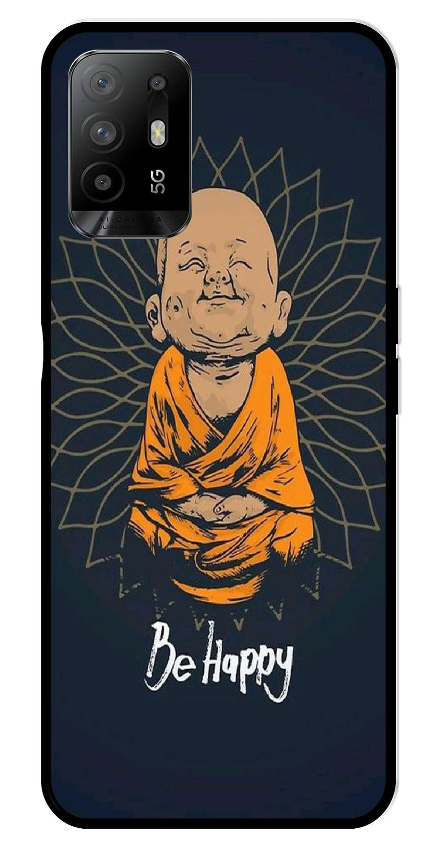 Be Happy Metal Mobile Case for Oppo A95   (Design No -27)