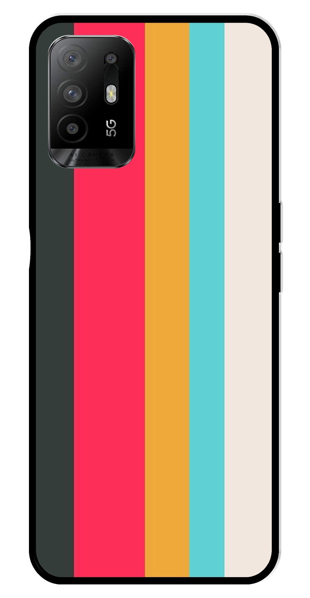 Muted Rainbow Metal Mobile Case for Oppo A95   (Design No -31)