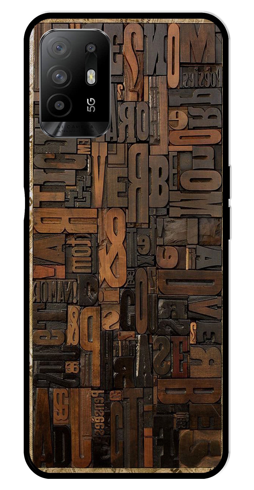 Alphabets Metal Mobile Case for Oppo A95   (Design No -32)