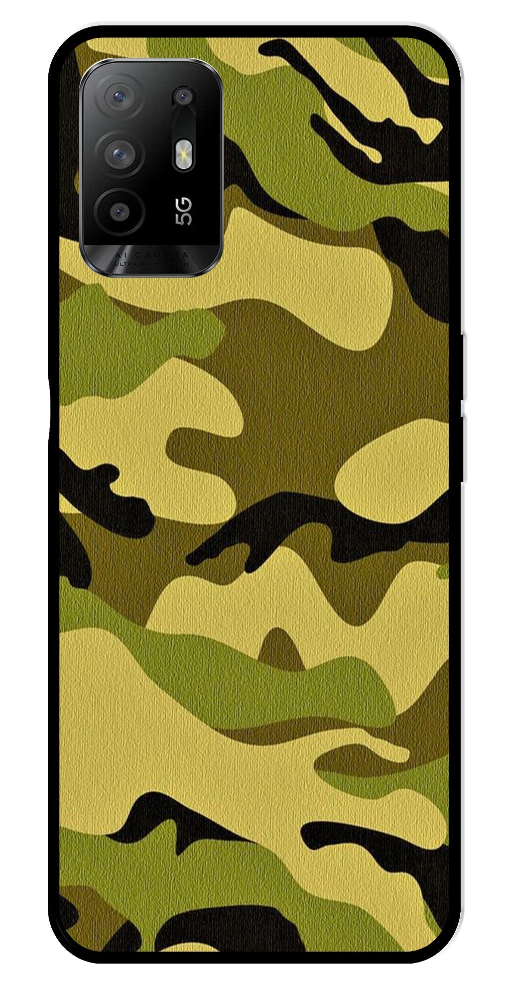 Army Pattern Metal Mobile Case for Oppo A95   (Design No -35)